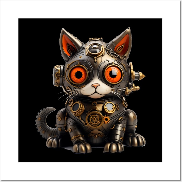 Cat Halloween Steampunk for Cat Lover Wall Art by Omarzone